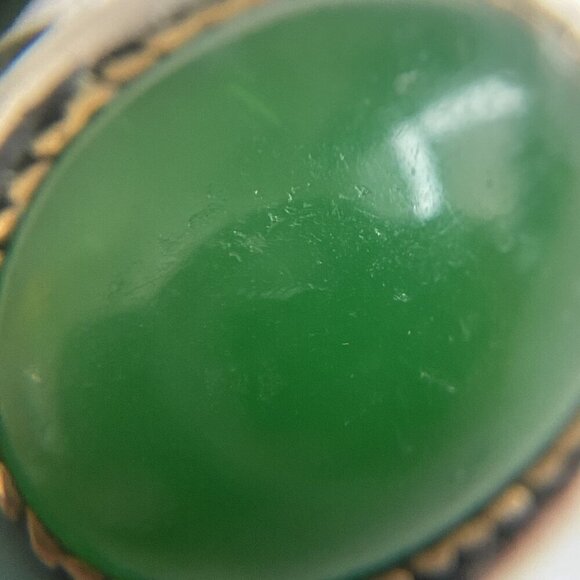 Sterling Silver 925 Green Chalcedony Turkish Ottoman Tughra Unisex Ring Sz 9.25 - Picture 5 of 16